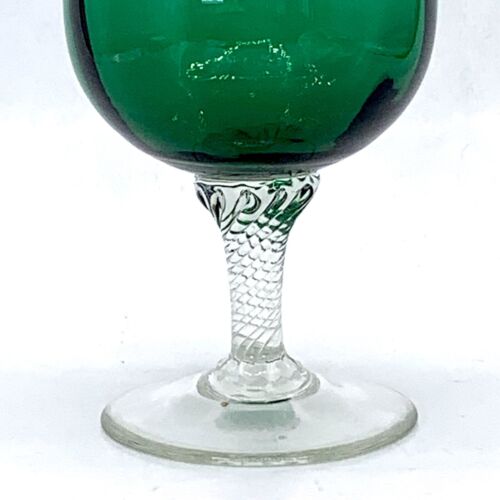 Vintage Green Glass Vase 11" with Clear Pedestal Quilted Style Base • Empoli? - Picture 2 of 11