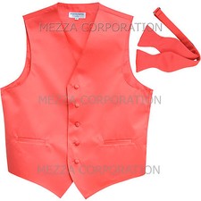 New Men's Formal Vest Tuxedo Waistcoat with free style self-tie Bowtie coral
