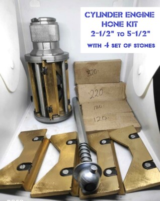 CYLINDER ENGINE HONE KIT- 2-1/2'' to 5-1/2'' Honing Machine + 4 Grit Stones Combo