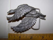  VINTAGE 1978 CUT-OUT FLYING GOOSE PEWTER BELT BUCKLE INDIANA METAL CRAFT