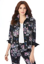 Roaman's Women's Plus Size Reversible Stretch Denim Jacket