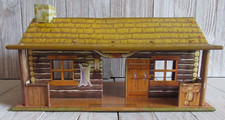 Vtg Tin Litho Marx Toy USA Roy Rogers Bar M Ranch Cabin 1950's Cowboy Western
