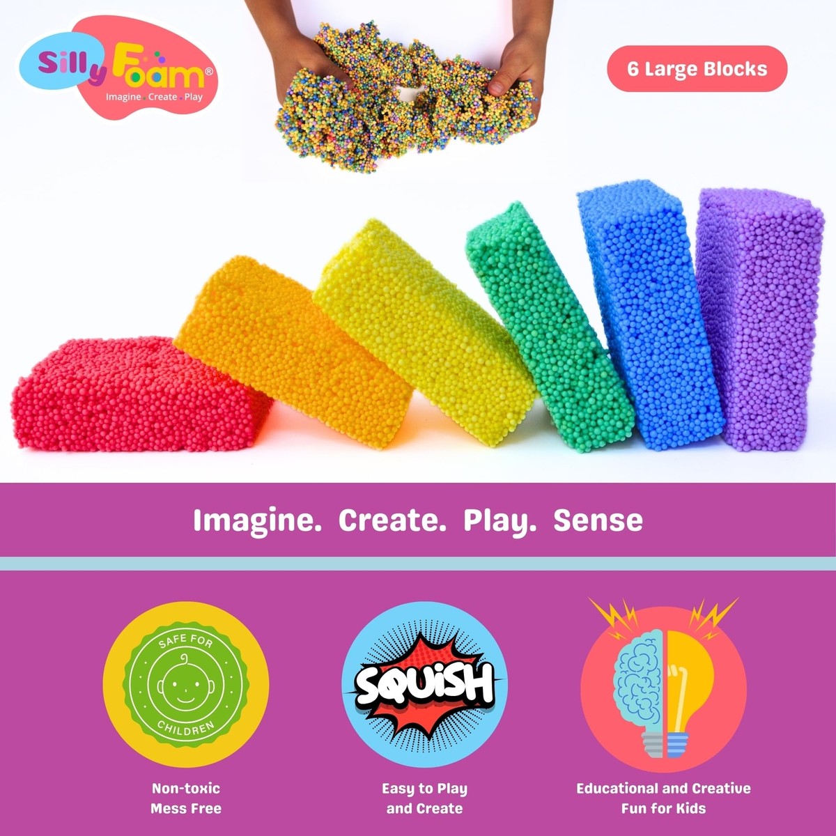 Silly Foam Play Foam Perfect for Preschool and Kids Color Blocks