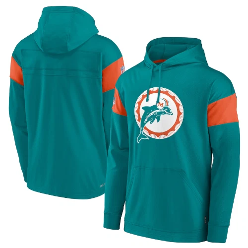 Men s Newest Miami Dolphins Hoodie Sideline Athletic Performance Pullover Jacket
