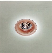 FARETTO DA INCASSO IN METALLO CON ANELLO DECORATIVO IN VETRO ACIDATO SABBIATO,.