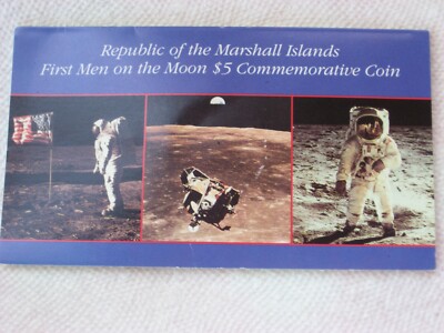 Apollo 11 First Men On The Moon $5 Commemorative   set of 3 coins in Folder