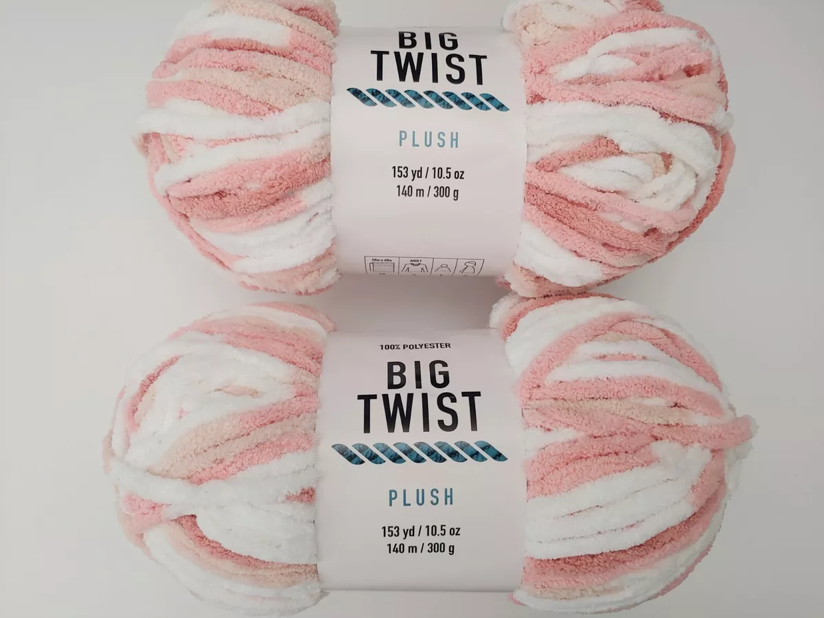 Big Twist Plush Yarn Lot of 2 Strawberry Sherbert Pink Variegated Blanket  Yarn