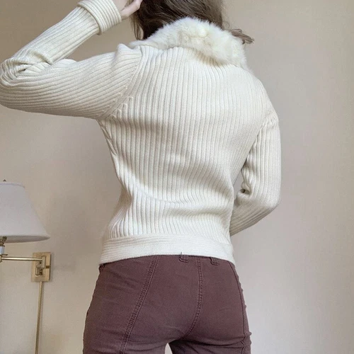 Wolliges Revers Taille Taille Oberteil Schlankmacher Langarm Pullover Patchwork Strickjacke - Bild 5 von 20