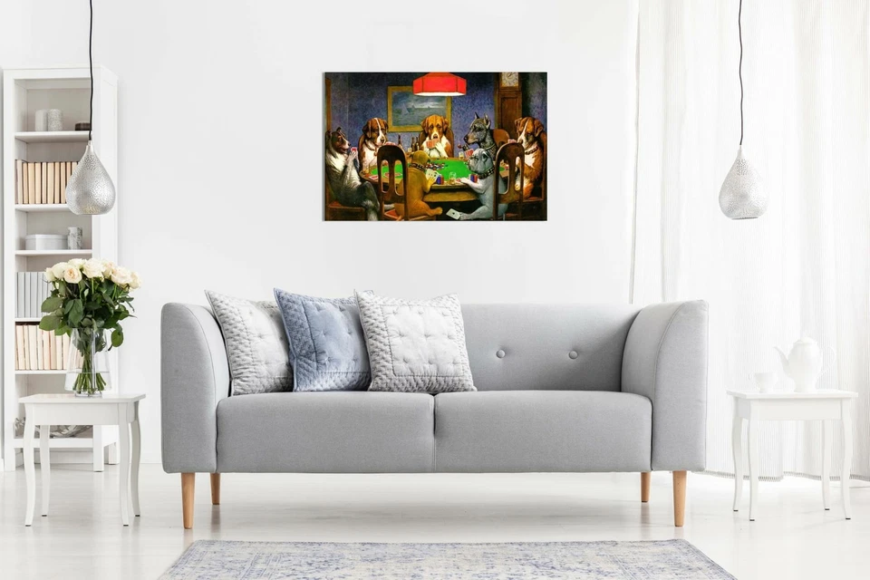 Pokers Dogs Playing Cards C. M. Coolidge Canvas Wall Art Picture Print - Image 3 of 4