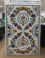 4'x2.5' antique White Marble Table Top Coffee dining Inlay Malachite Home decor