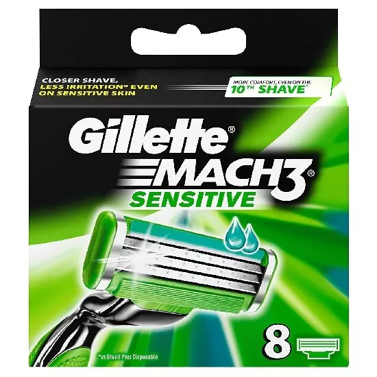 Gillette Mach 3 Sensitive Power Razor Blades Pack of 8 eBay