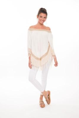 MUCHE ET MUCHETTE BRAVA FRINGED TOP NATURAL 814BA ONE SIZE NWT