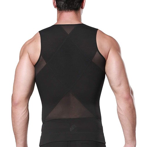 Mens Slimming Body Shaper Ves Top Zipper Gynecomastia Compression Undershirt UK - Picture 8 of 28