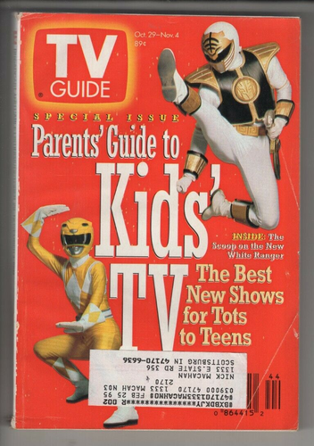 TV Guide 1994 Ausgabe #2170 29. Oktober - Nov Power Rangers Guide für Kinderfernsehen
