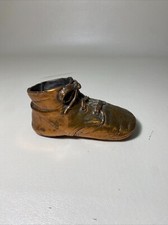 Vintage Copper Coated Leather Toddler Left Shoe 4.5" Length 4844 Stamped on Heal