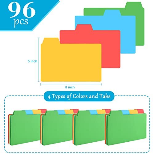 96 Pcs 5x8 Index Cards Dividers 5”×8” Tabbed Index Cards Guides