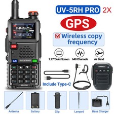 2X 5RH PRO GPS WALKIE TALKIE MULTI BAND RECHARGEABLE TWO WAY RADIO BLUETOOTH MIC