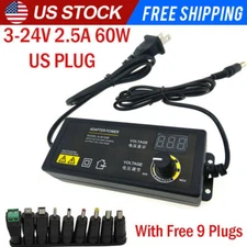 3V-24V 2.5A 60W Adjustable DC Power Supply Adapter Control Volt LED Display New