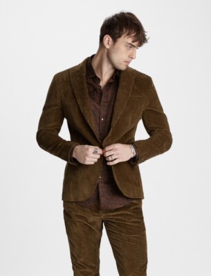 $1298 John Varvatos Collection Wide Whale Corduroy Jacket Desert