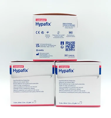 LEUKOPLAST Hypafix Dressing Tape, Gentle Adhesive, Secure Fixation, 5cm x 10m, x3