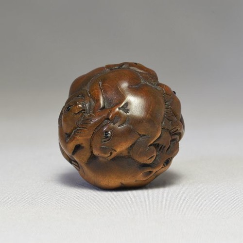 Netsuke Antique Mouse Signed Woodcraft Japanese Boxwood carved Ojime Edo 9474 - Picture 4 of 5