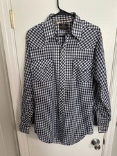 1970s Sears Western Wear gingham snap shirt, Tall Medium 15-15