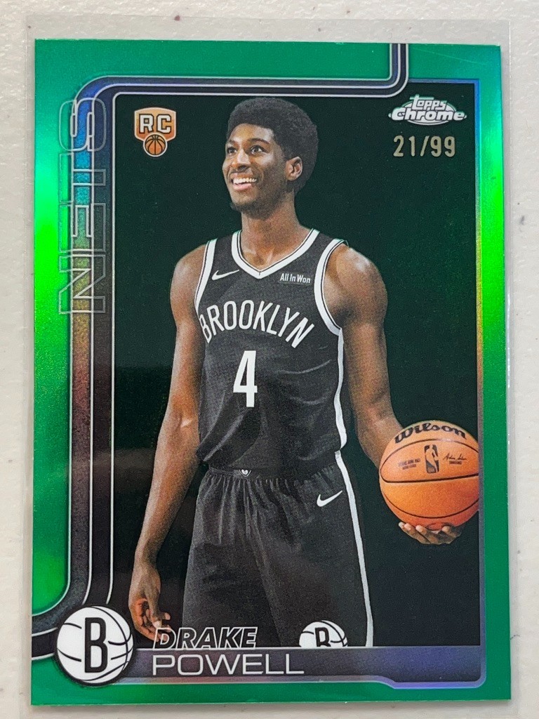 Drake Powell 2025-26 Topps Chrome /99 Green Refractor Rookie RC #272 Nets