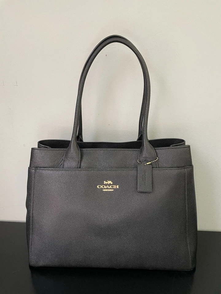 COACH Casey Tote Shoulder Bag Black Leather w/ Gold Hardware - Image 3 of 4