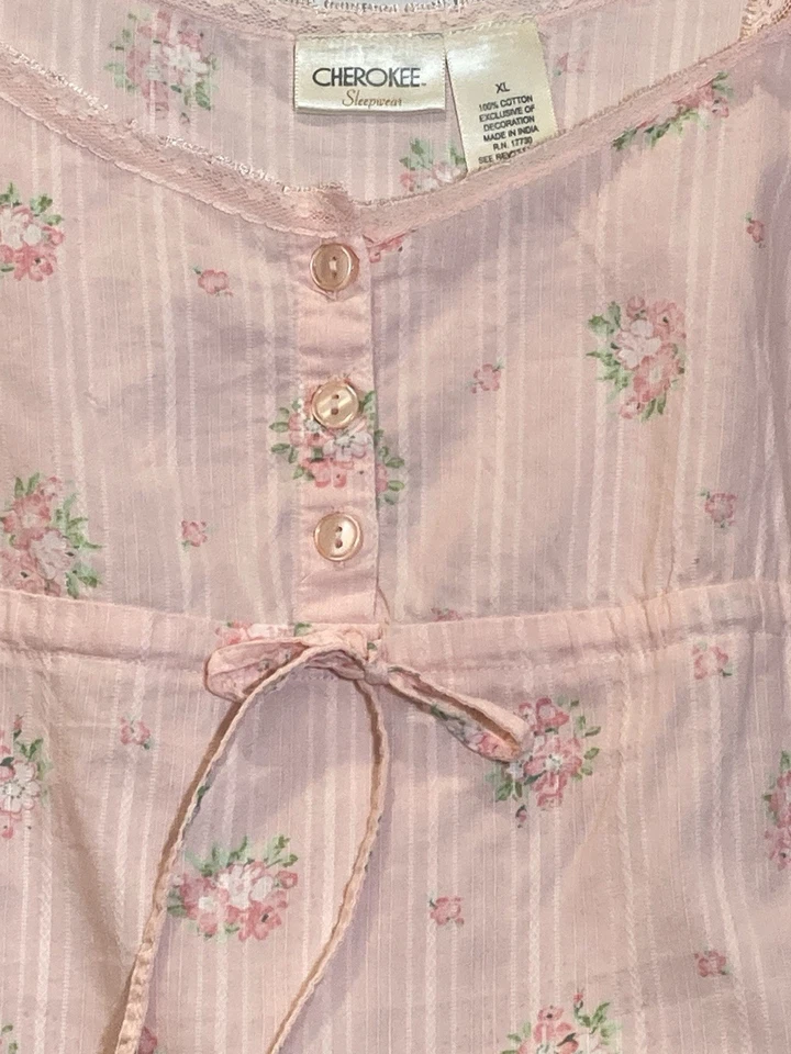 Cherokee Sleepwear Pink Floral Tank Top Cami Womens Size XL Cottagecore Feminine - Изображение 3 из 4