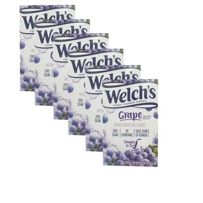 Lot of 6 Boxes Welch's Grape Juice Zero Sugar SINGLES TO GO Drink Mix