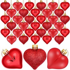 36 Pack Valentine's Heart Baubles Heart Shaped Ornaments for Valentine's Day ...