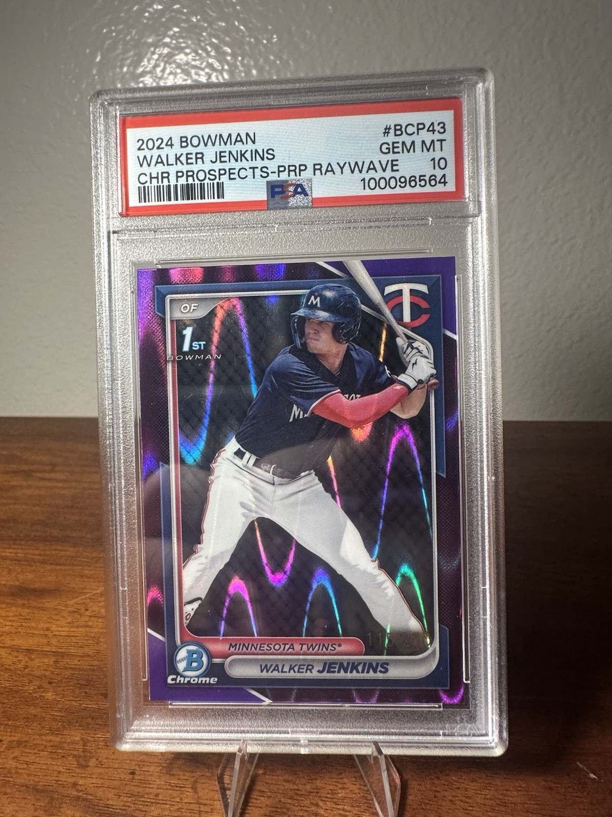 2024 Bowman Chrome Prospects Walker Jenkins #BCP-43 Purple Raywave Refractor/250