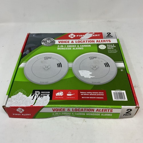 First Alert 2-in-1 Smoke & Carbon Monoxide Alarms with  Voice Alerts  - 2 Pack