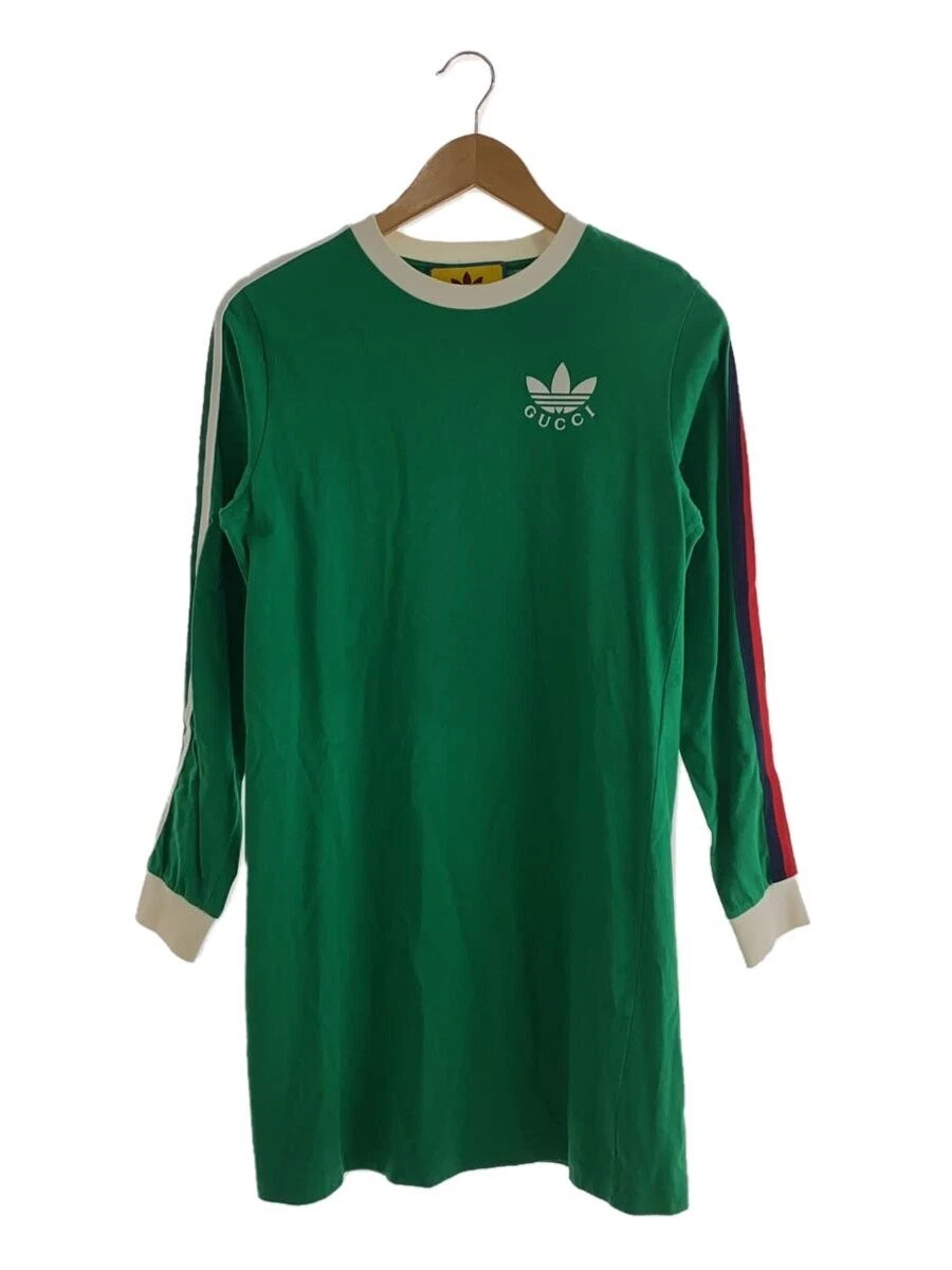 Abito Gucci manica lunga cotone verde taglia S polsini a costine macchia #EF ABB