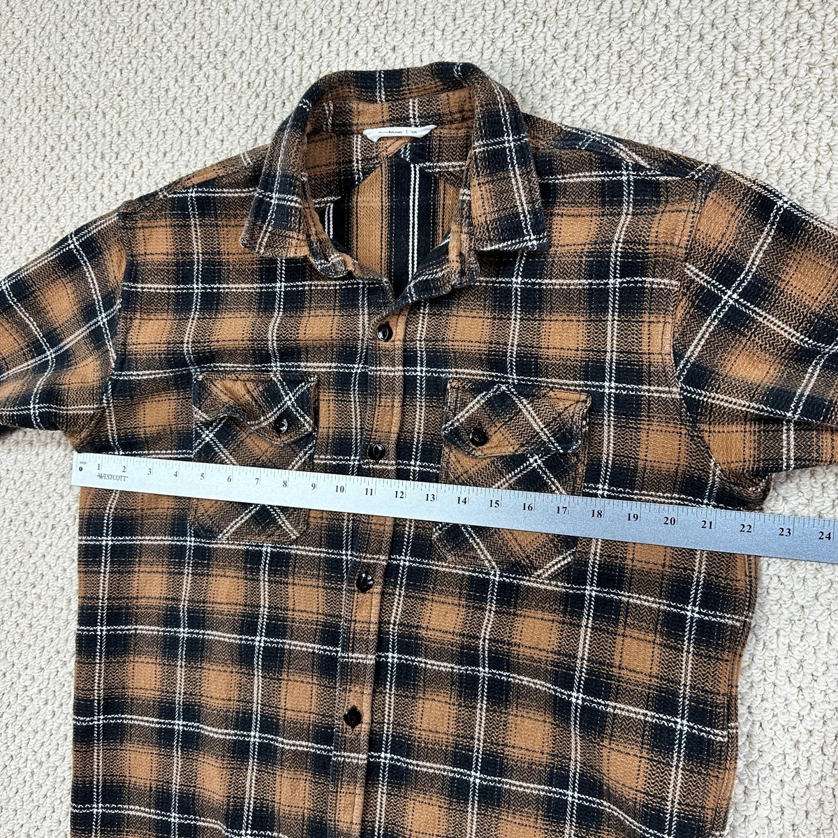 3sixteen Crosscut Flannel Fits Mens L Sienna/Black Plaid Heavy Long Sleeve Shirt View 4