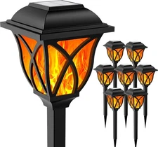 Solar Flickering Flame Outdoor Lights, 8 Pack, Warm White, Waterproof, Solar Pow