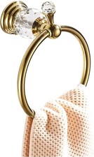 Gold Towel Ring Crystal Hand Towel Holder Polished Brass Bling Towel Bar