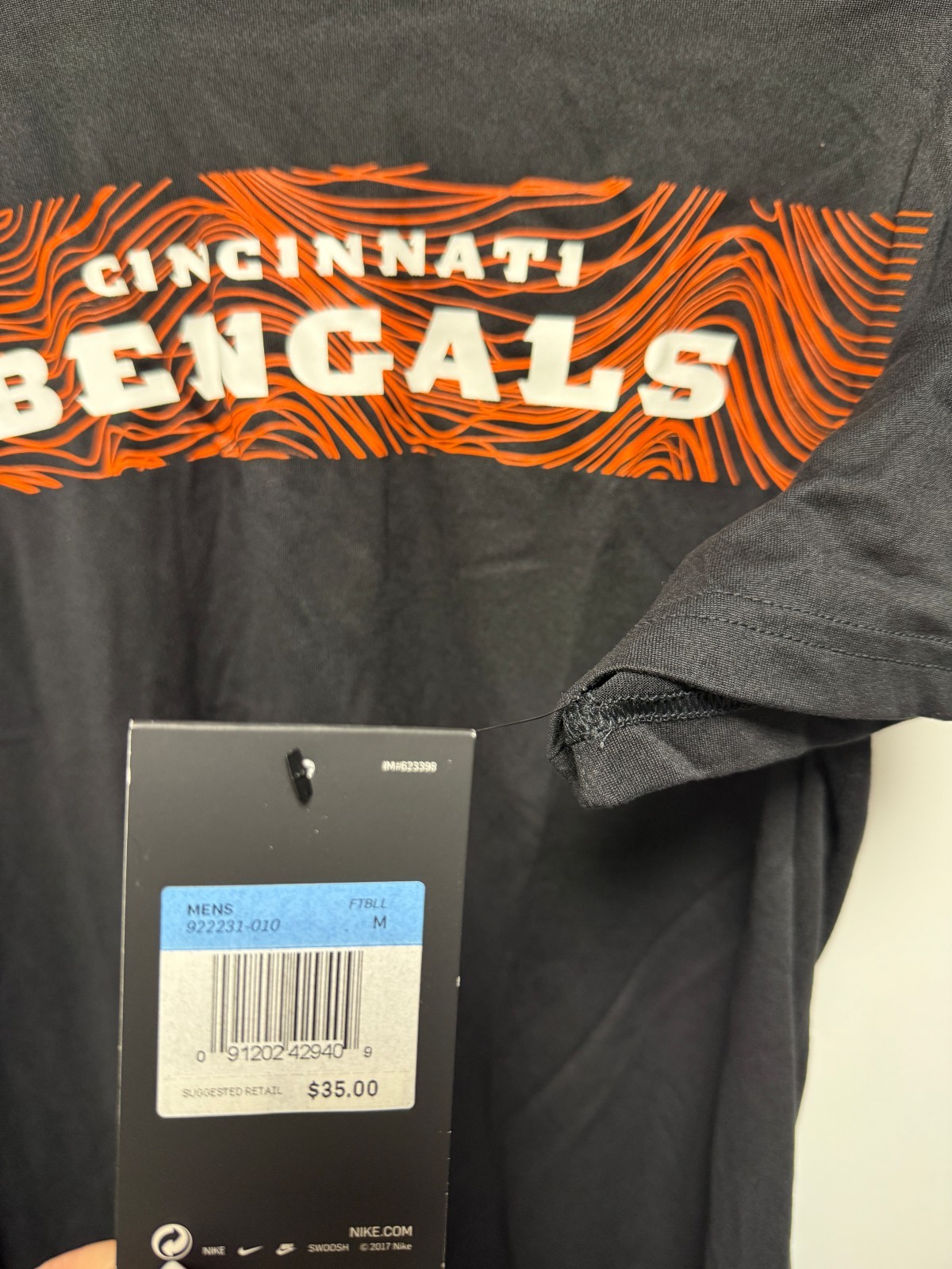 Nike Men's Black Cincinnati Bengals Sideline Player Performance T-Shirt Size M thumbnail 3