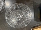 Set of 3 Clear Plastic Deviled Egg Platters Simulated Crystal Pattern Round Tray — photo 1