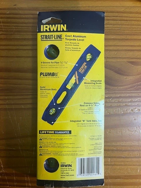 Irwin Straight-Line 2035100 9" Cast Aluminum Torpedo Level NIB Perfect Free Ship - Image 2 of 3