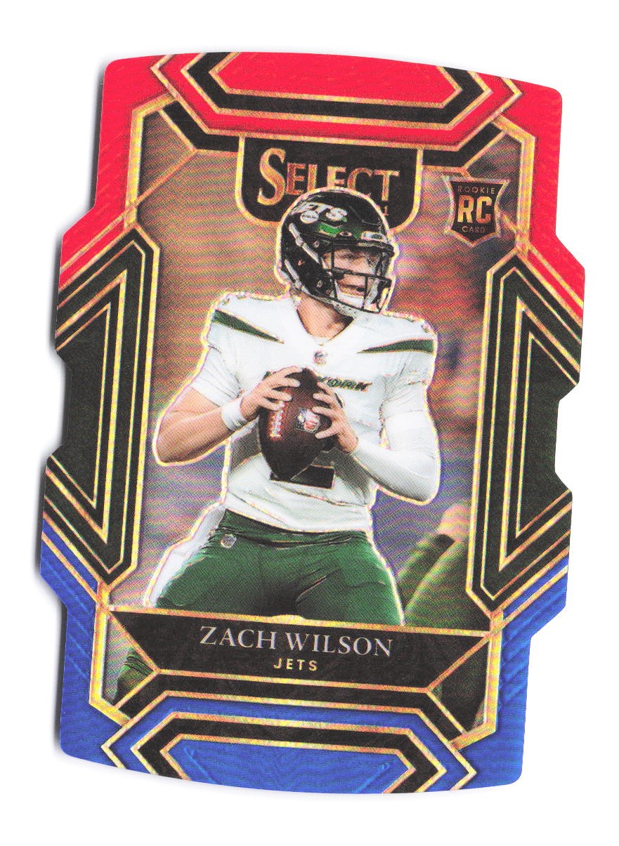 2021 Panini Select #44 Zach Wilson Red and Blue Prizm Die Cut