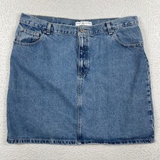 Tommy Hilfiger Denim Skirt Womens 18 Blue Mini Medium Wash Vintage Y2K 2002