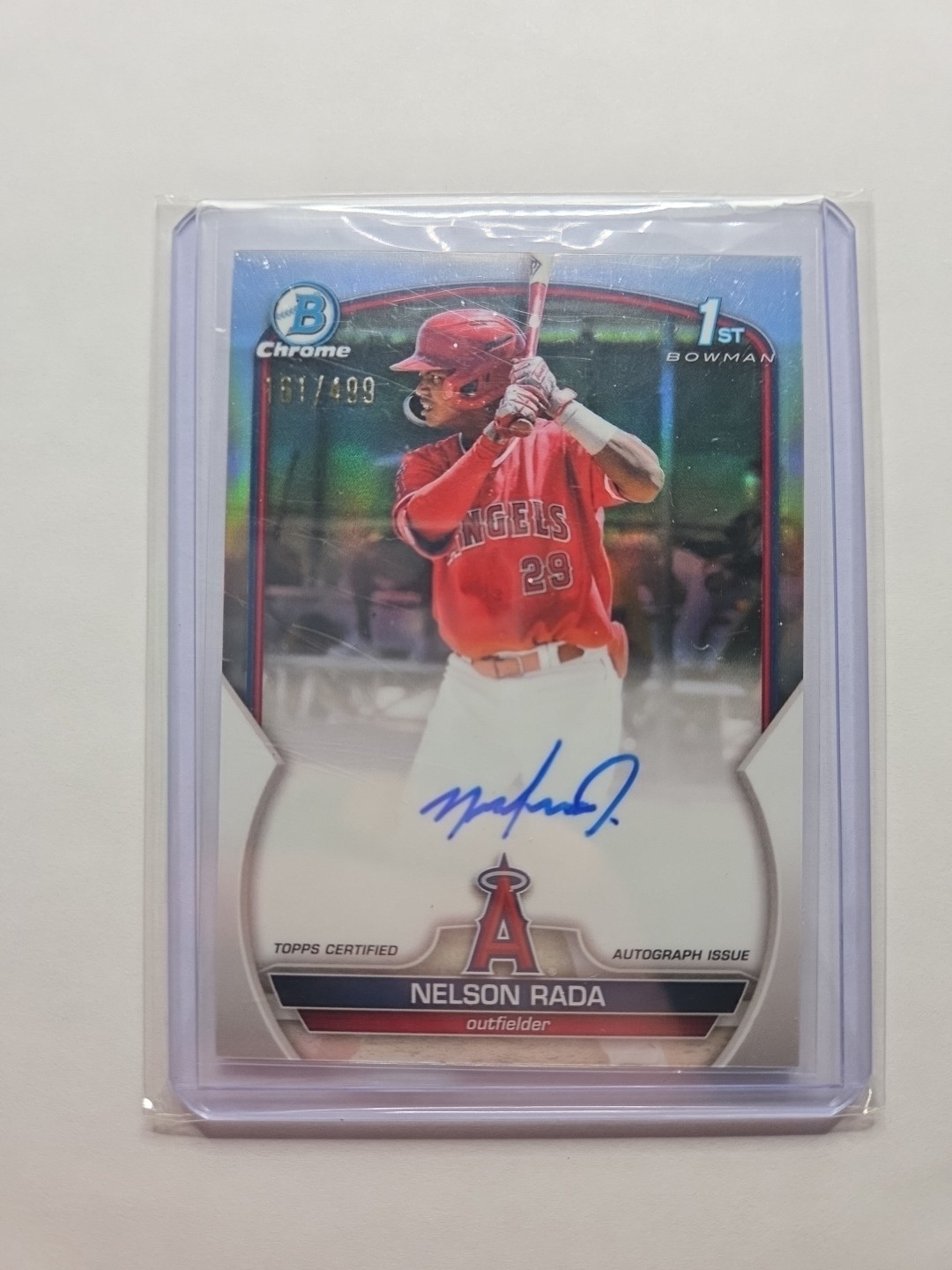 Nelson Rada 2023 Bowman Chrome 1st Auto Refractor Auto /499 Angels
