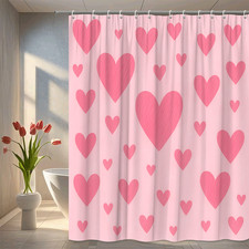 Cute Pink Heart Shower Curtain for Playful Bathroom Decor