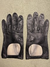 Vintage Black Leather Driving Gloves, Unlined, Marked Size 7.5, Fits Like Size 7