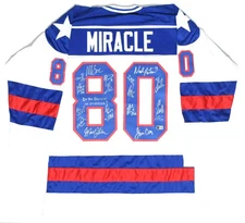1980 Miracle on Ice Team USA Autographed White Pro Style Jersey 18 Sigs Beckett
