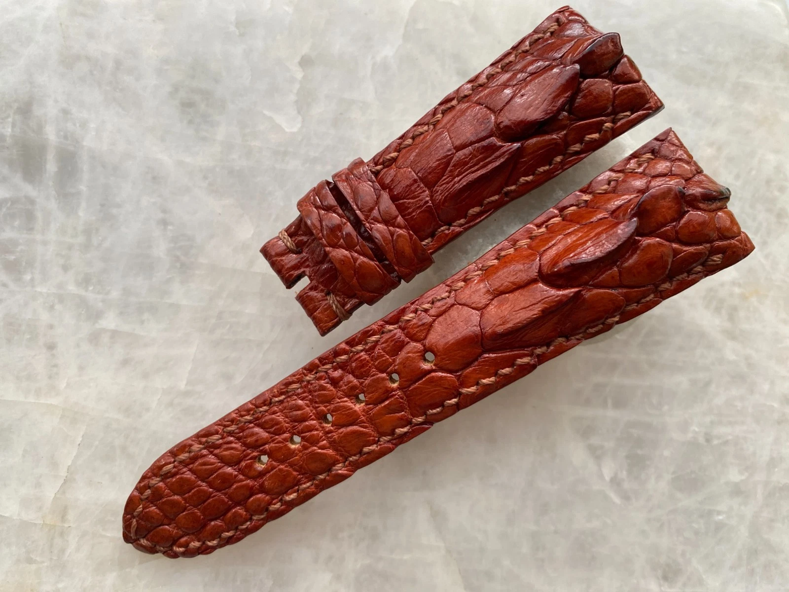26mm/20mm Red Brown Alligator Crocodile Print Leather Watch Band