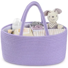 Maliton Baby Diaper Caddy Organizer, Cotton Rope Diaper Caddy Basket, Large S...