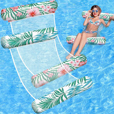 Pool Floats Adult, 2 Pack Inflatable Pool Floats, 4-in-1 Multi-Purpose Raft