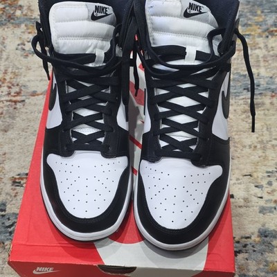 Nike Dunk Hi Men s Black/White Leather High Top Basketball Sneakers Size  10.5 M